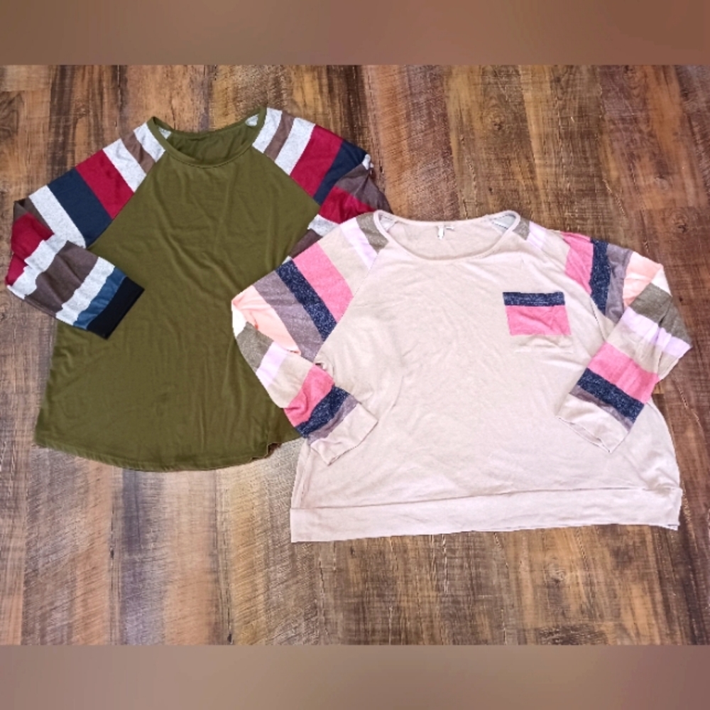 *Bundle* Est 1946 Color Block Sleeve Blouses Sz 26/28W